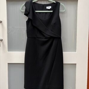 0P LOFT Ruffle Collar Black Sleeveless Pencil Dress